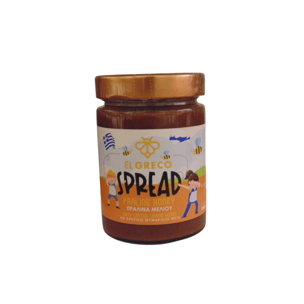 EL GRECO Praline Honey with Cretan Thyme Honey, Hazelnut, Almond & Cocoa Powder 360g